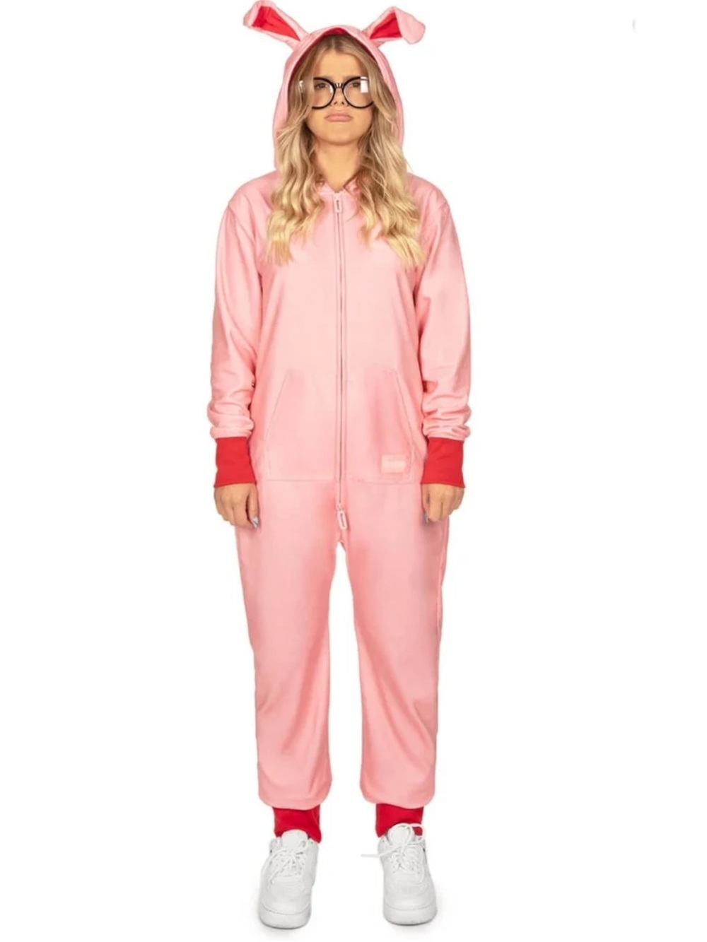 Tipsy Elves “Christmas Story” Costume  Pink Fleece Onesie Size Large NWT